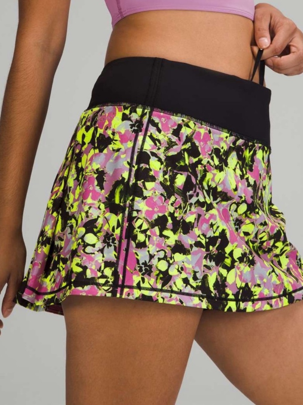 Lululemon Pace Rival Mid Rise Skirt in Inflected Highlight Yellow Multi